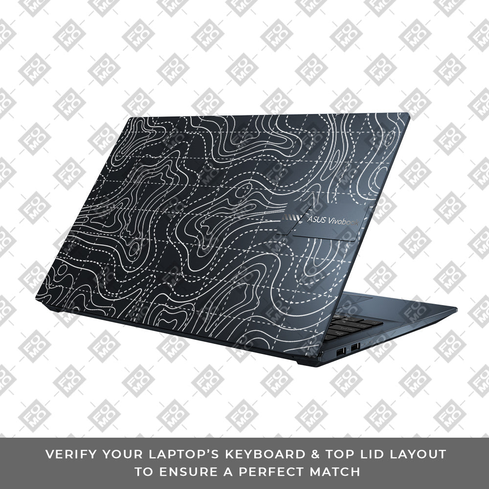 Transparent Abstract Contour Grid Lines Asus Vivobook Go 15 E1504G Laptop Skin
