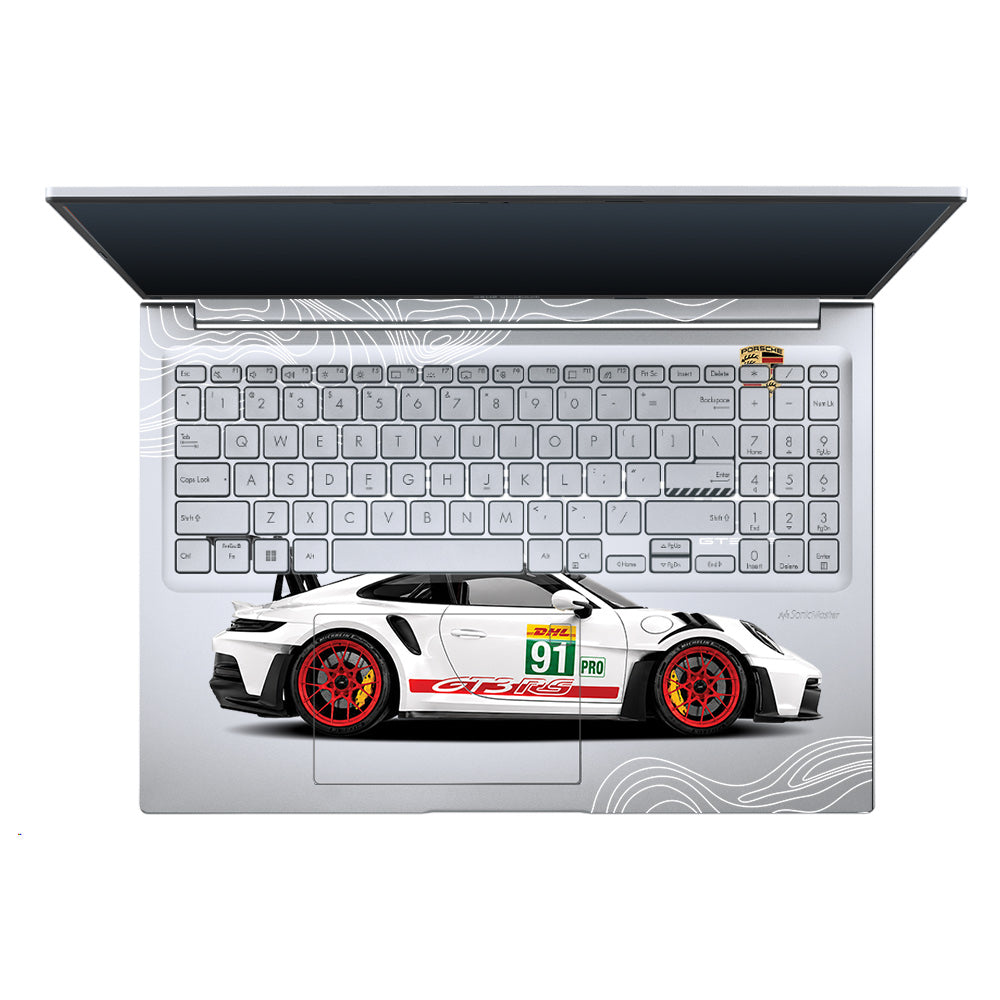 Transparent Porsche GT3 RS Power Asus Vivobook X1605ZA Laptop Skin