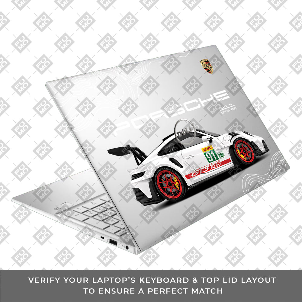 Transparent Porsche GT3 RS Power Dell Inspiron 3501 Laptop Skin