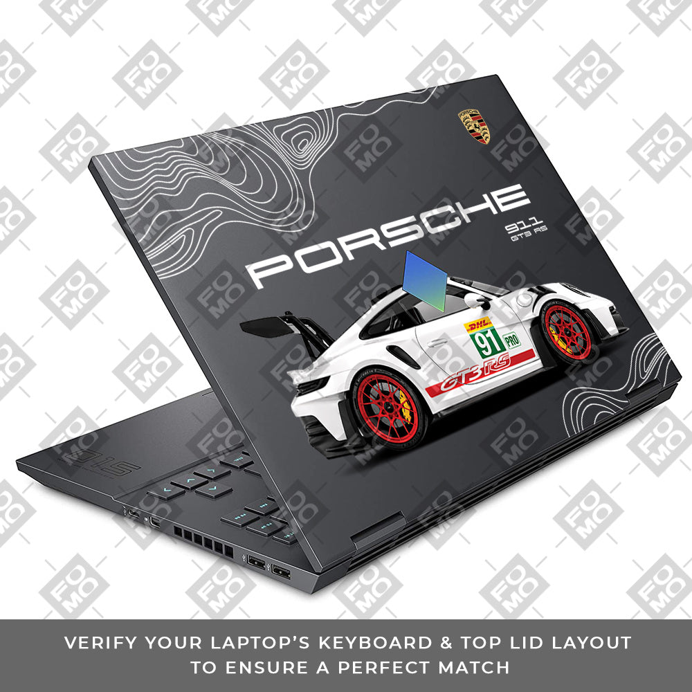 Transparent Porsche GT3 RS Power HP Omen 15 Laptop Skin