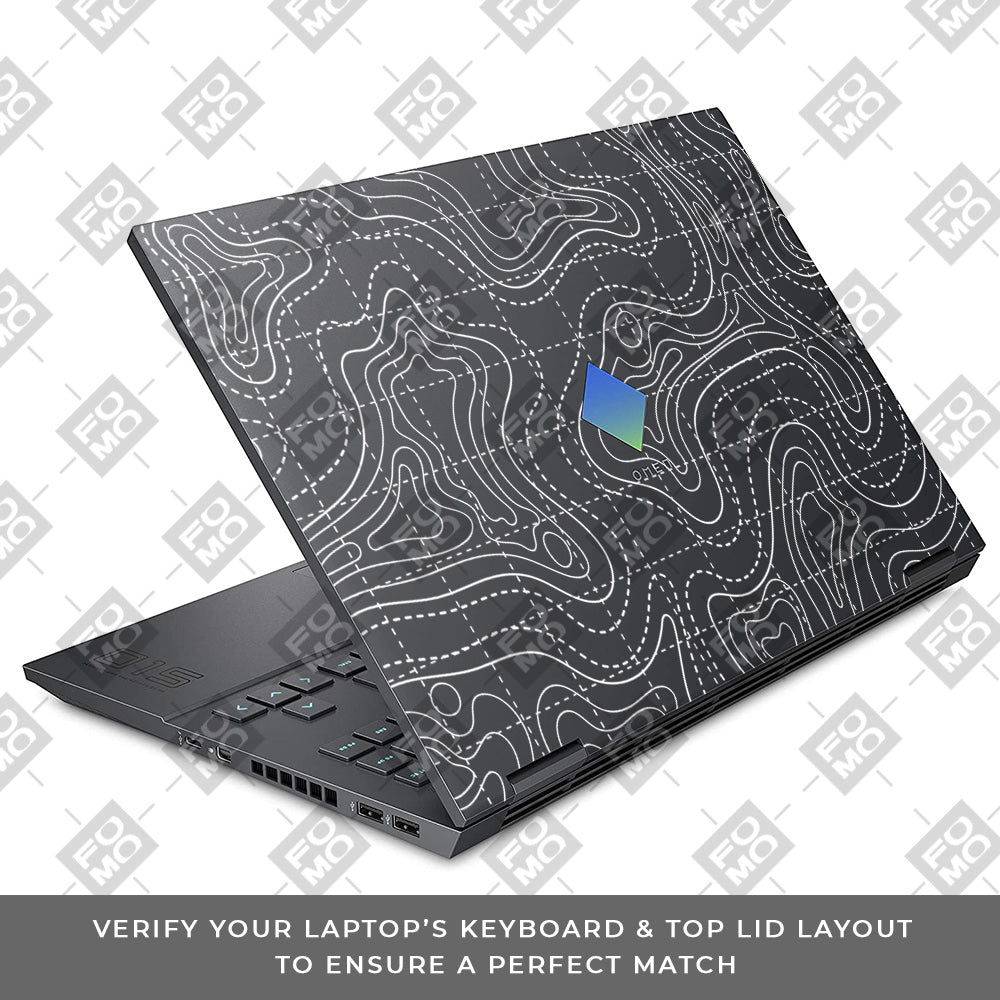 Transparent Abstract Contour Grid Lines HP Omen 15 Laptop Skin