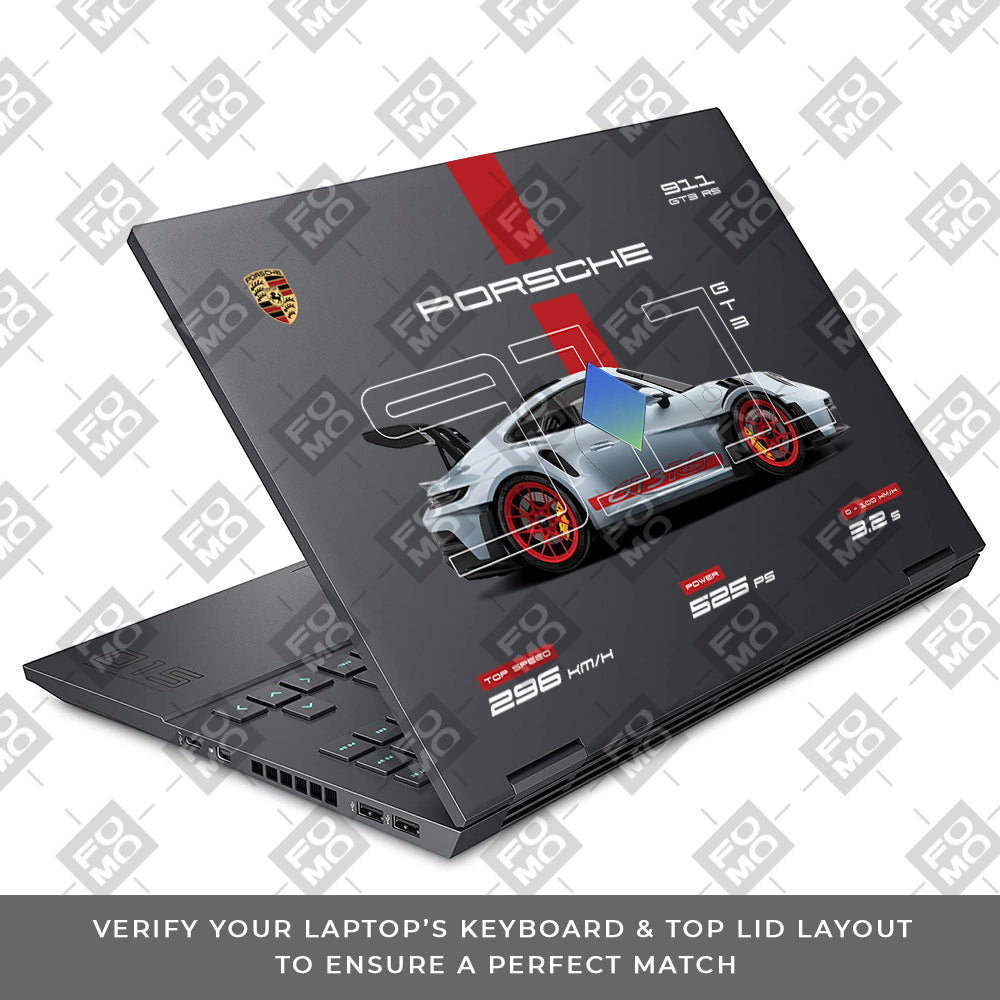 Transparent Porsche 911 Performance HP Omen 15 Laptop Skin