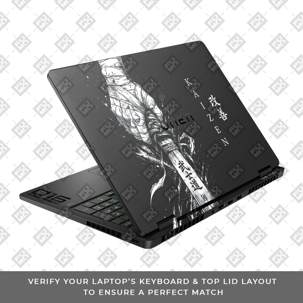 Transparent Kaizen Samurai Sword HP Omen Gaming 16 2025, 2026 Laptop Skin