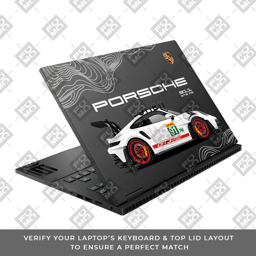 Transparent Porsche GT3 RS Power HP Omen Gaming 16 Laptop Skin