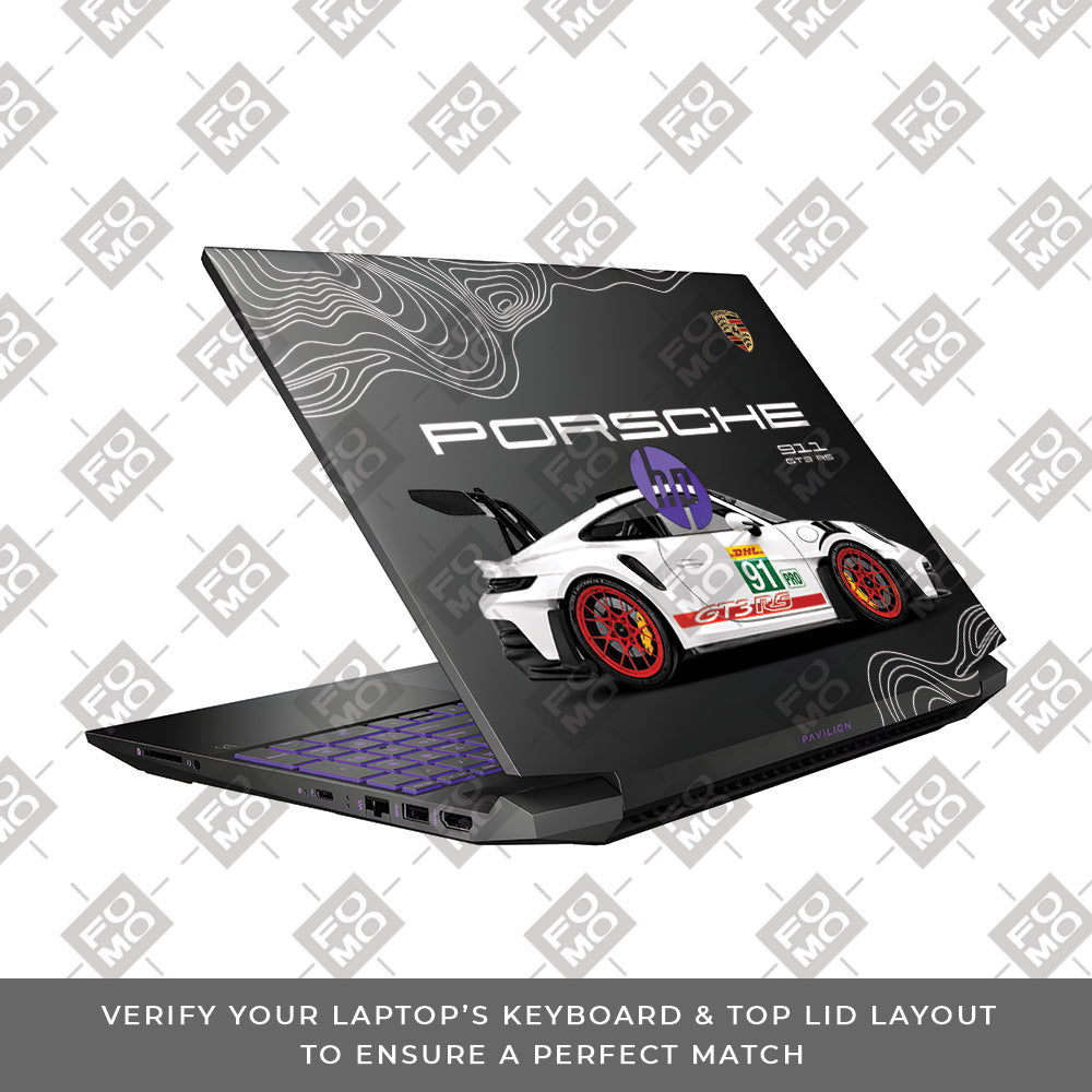 Transparent Porsche GT3 RS Power HP Pavilion Gaming 15 EC Series Laptop Skin