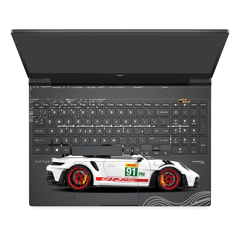 Transparent Porsche GT3 RS Power HP Victus Laptop Skin