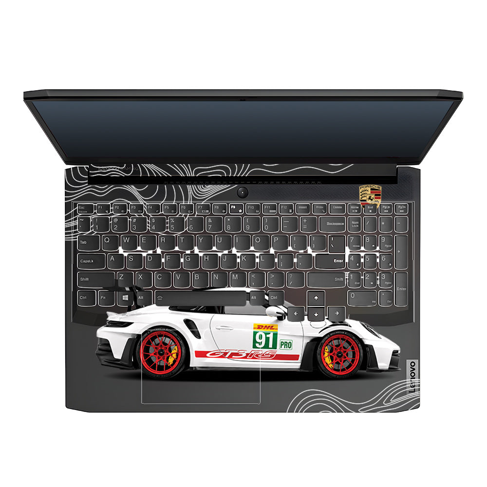 Transparent Porsche GT3 RS Power Lenovo IdeaPad Gaming 3 15ACH6 and 15IHU6 Laptop Skin
