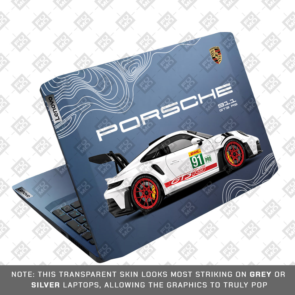 Transparent Porsche GT3 RS Power Lenovo IdeaPad Gaming 3 15ARH05 and 15IMH05 Laptop Skin