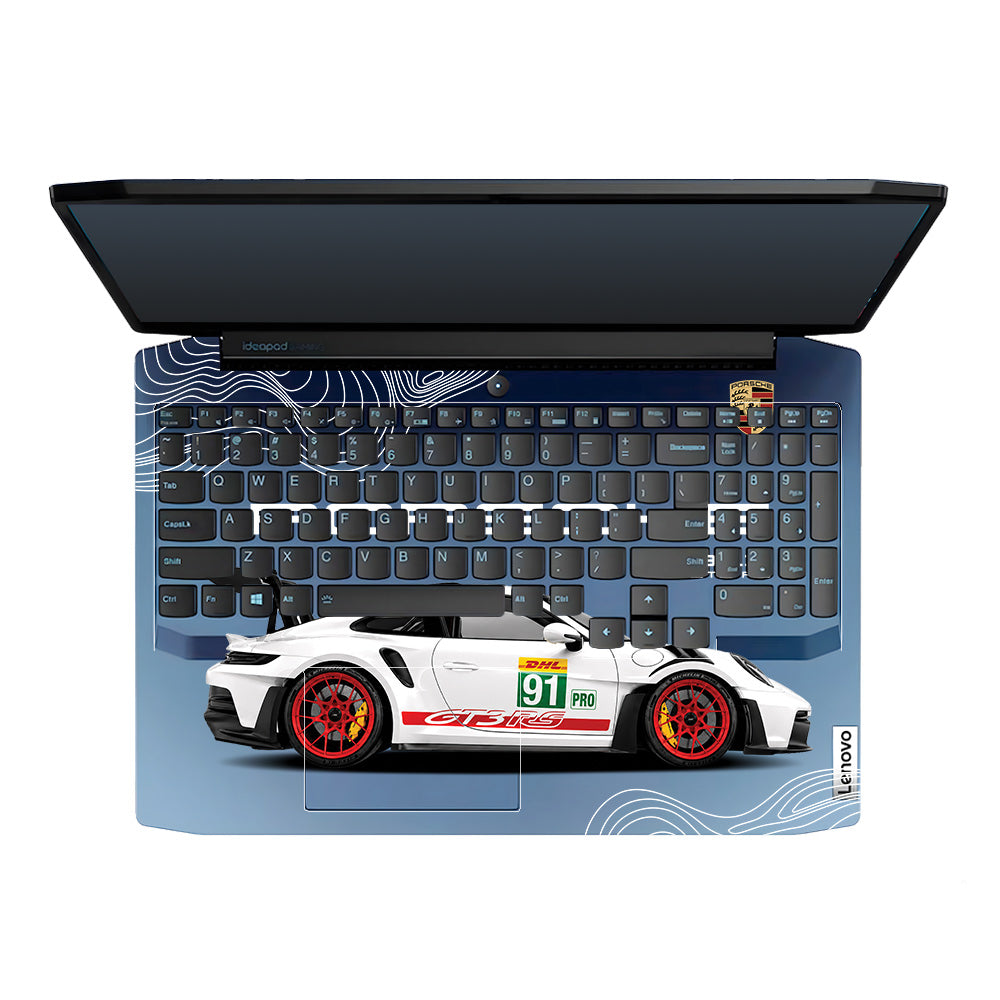 Transparent Porsche GT3 RS Power Lenovo IdeaPad Gaming 3 15ARH05 and 15IMH05 Laptop Skin