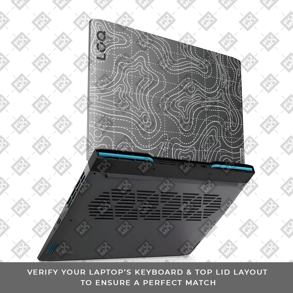 Transparent Abstract Contour Grid Lines Lenovo LOQ 2023 15IRH8, 15APH8 Laptop Skin