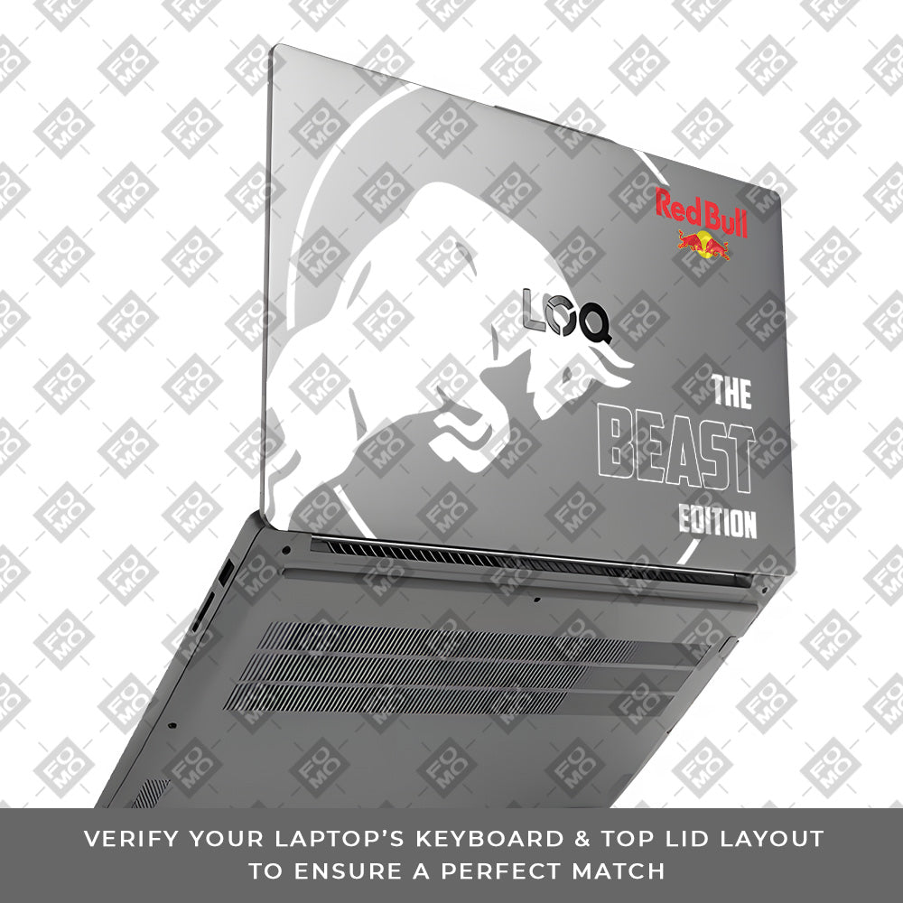 Transparent Red Bull Energy Lenovo LOQ Essential 15IAX9E Laptop Skin