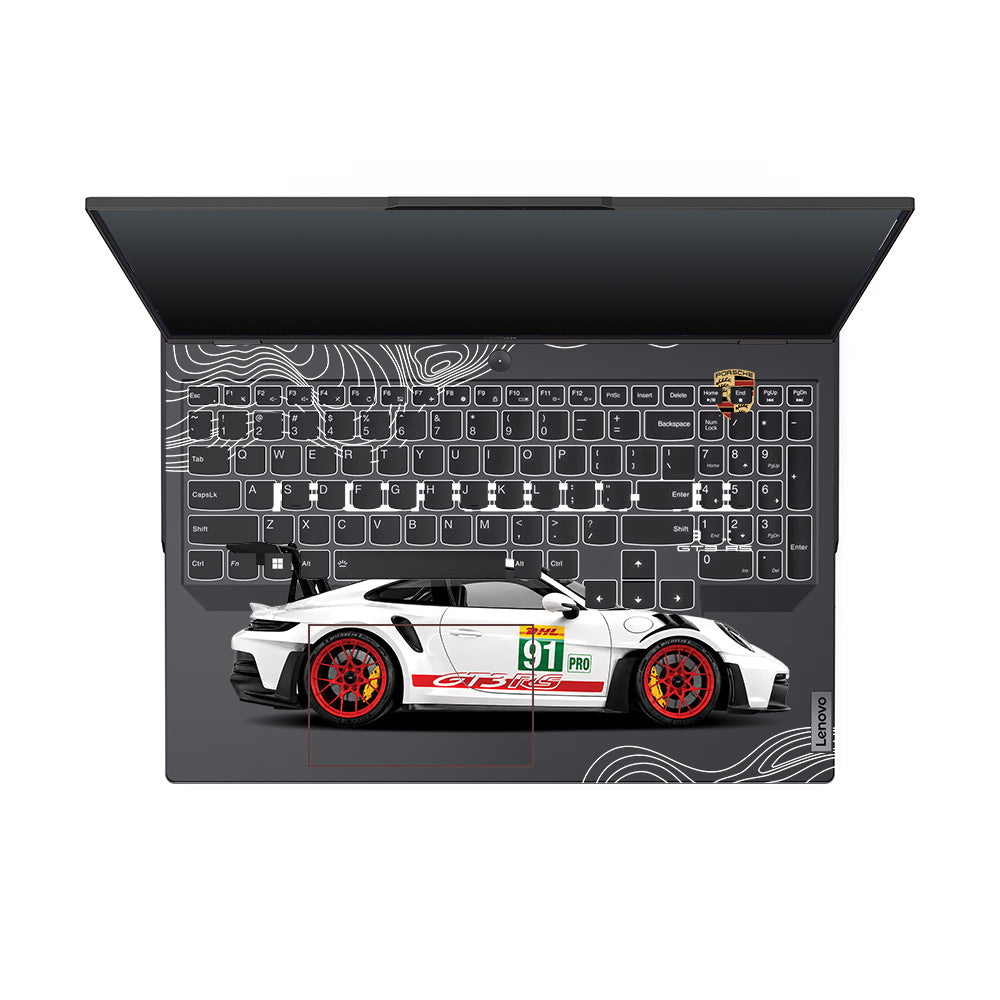 Transparent Porsche GT3 RS Power Lenovo Legion 5 Pro 16IRX8 and 16IRX9 Laptop Skin