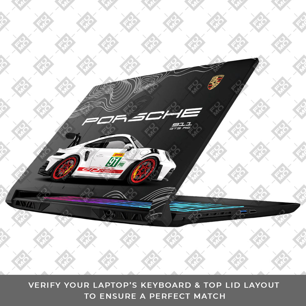 Transparent Porsche GT3 RS Power MSI Katana 15 B13V Laptop Skin