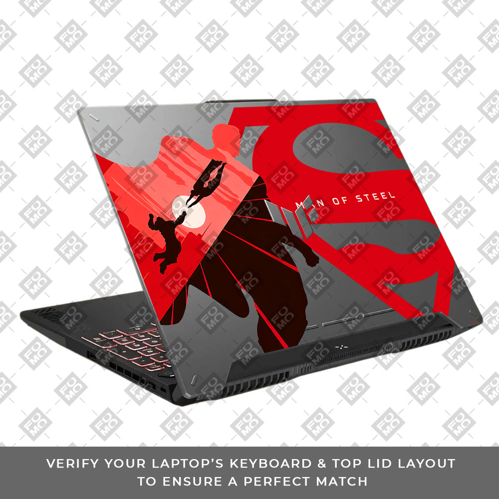 Transparent Man of Steel Asus TUF F15 FX507 & A15 FA507 Laptop Skin