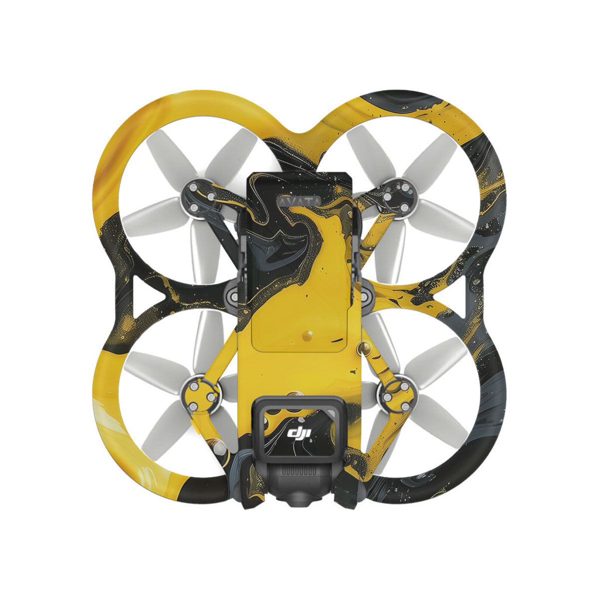 Yellow and Black Paint Swirls DJI Avata Drone Skin