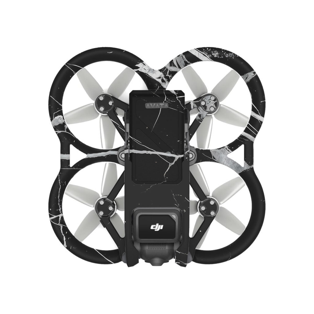 White Veins on Black DJI Avata Drone Skin