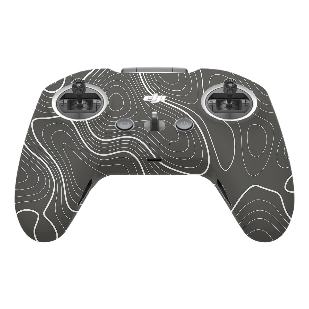 Grayscale Topographic Lines DJI FPV Remote Controller Skin