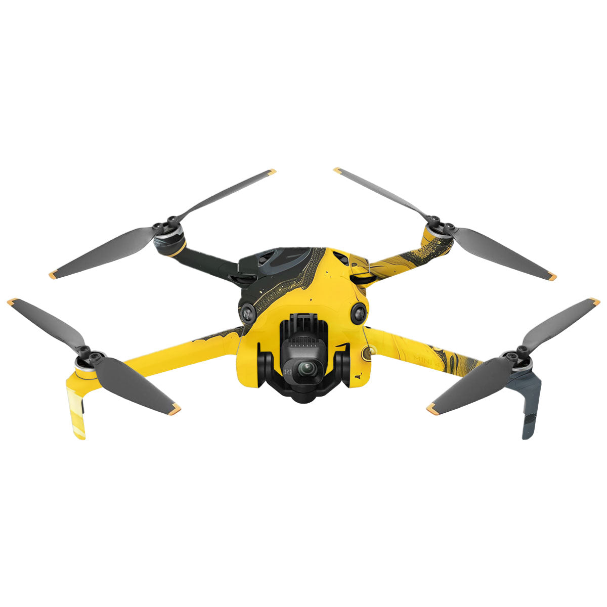 Yellow and Black Paint Swirls DJI Mini 4 Pro Drone Skin