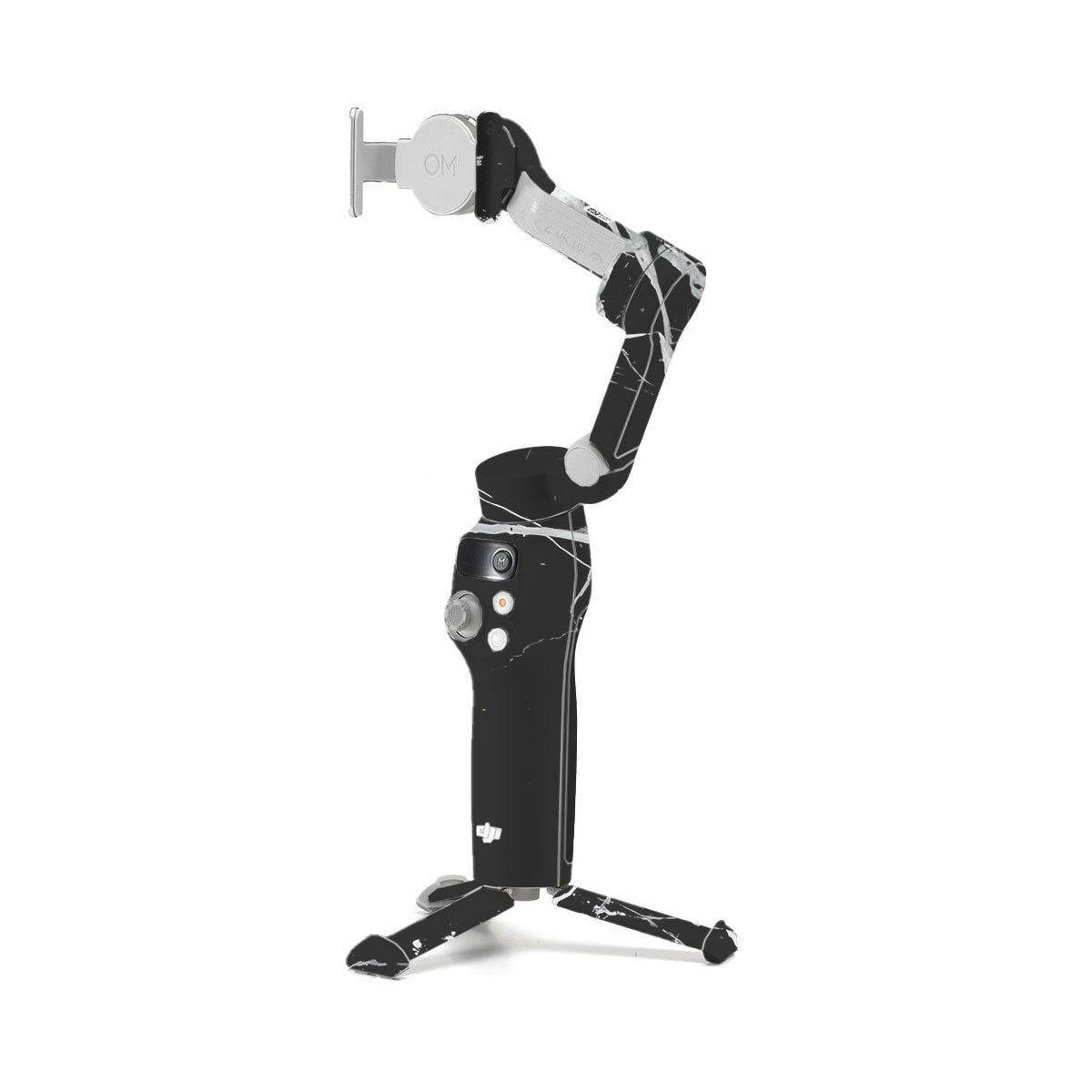 White Veins on Black DJI OM 7 Gimbal Skin