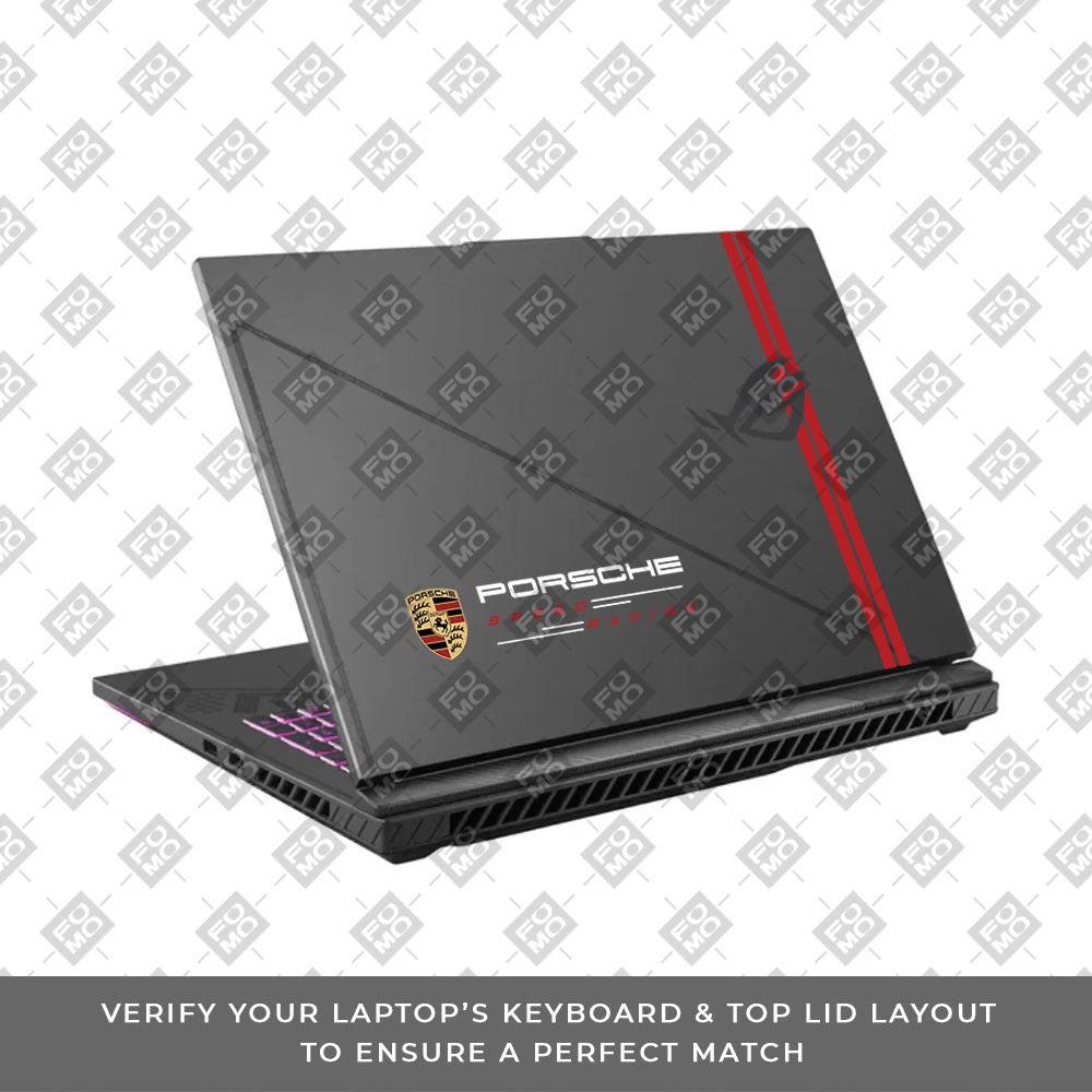 Transparent Porsche Motorsport Graphic Asus ROG Strix G16 G614J Laptop Skin