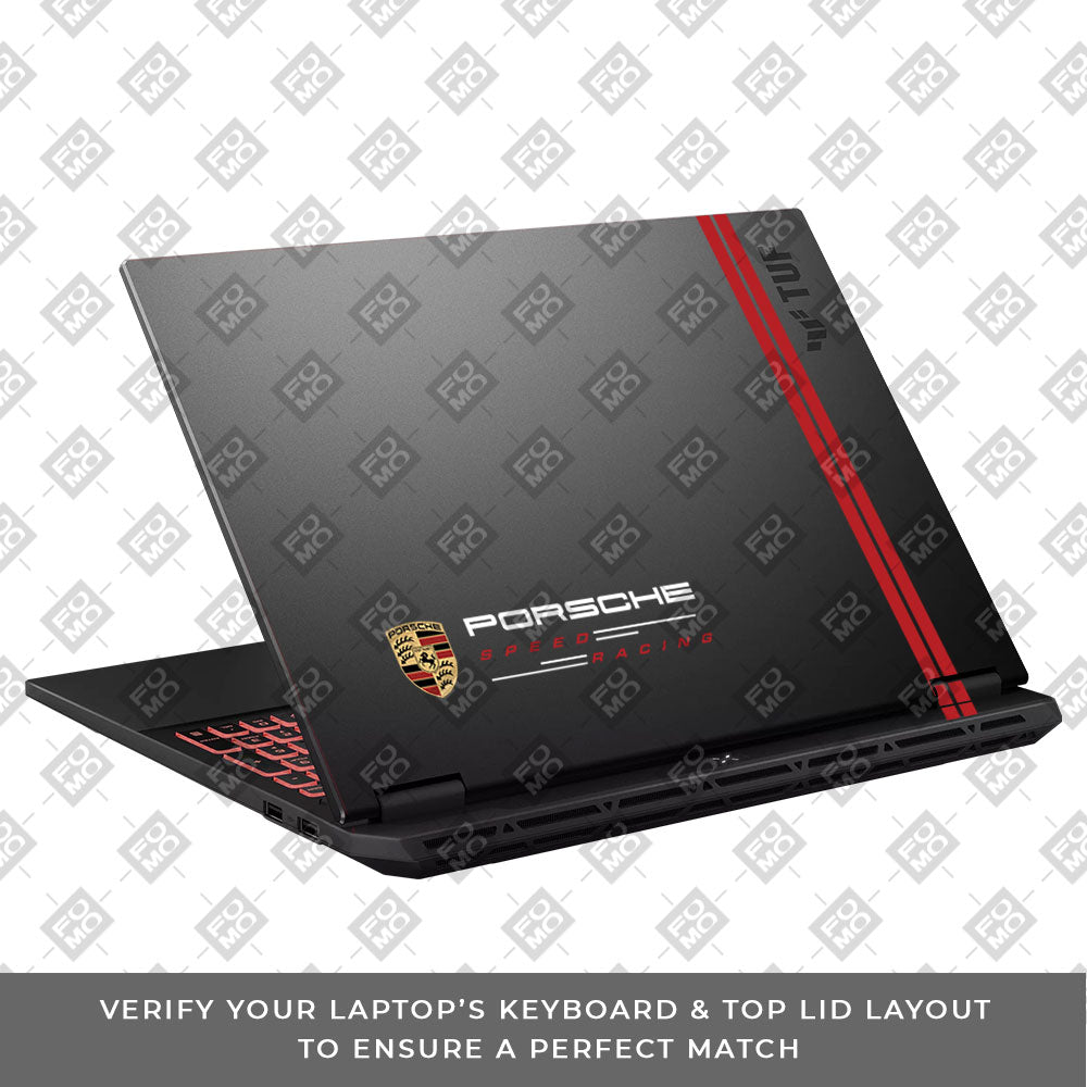 Transparent Porsche Motorsport Graphic Asus TUF Gaming A16 2025 Laptop Skin