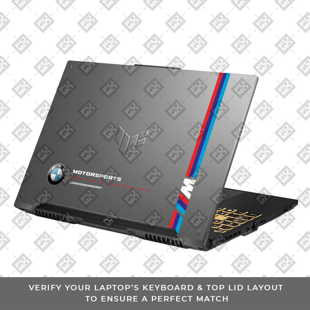 Transparent BMW Racing Graphic Asus TUF Gaming F16 and TUF Gaming A16 Laptop Skin