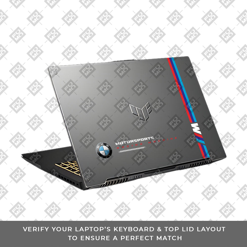 Transparent BMW Racing Graphic Asus TUF Gaming F17 FX707Z Laptop Skin