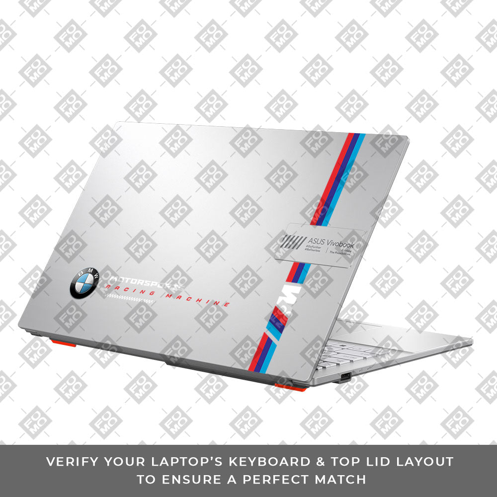 Transparent BMW Racing Graphic Asus Vivobook Go 15 E1504G Laptop Skin