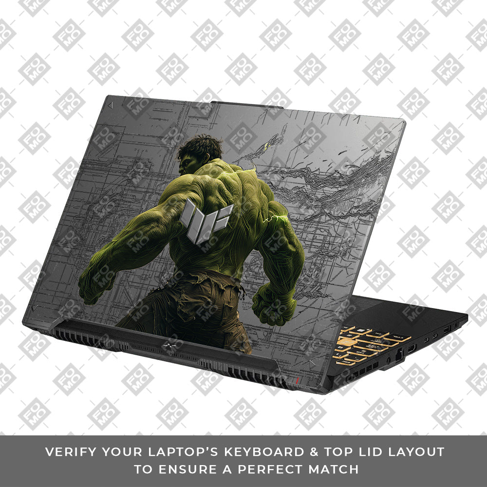 Transparent Hulk Smash Asus TUF Gaming F16 and TUF Gaming A16 Laptop Skin