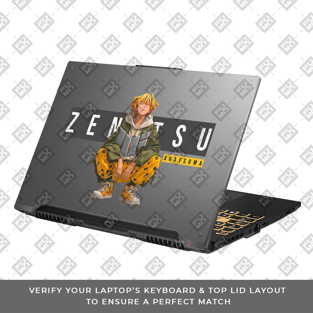 Transparent Zenitsu Agatsuma Asus TUF Gaming F16 and TUF Gaming A16 Laptop Skin