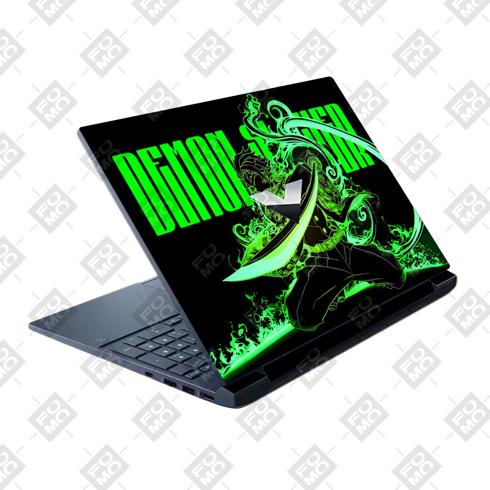 Tanjiro Green Flame Dance HP Victus 3D Laptop Skin