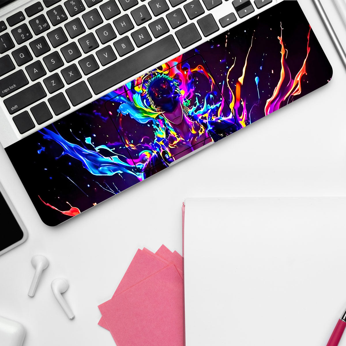 Zoro with Neon Flames Anime Laptop Skin
