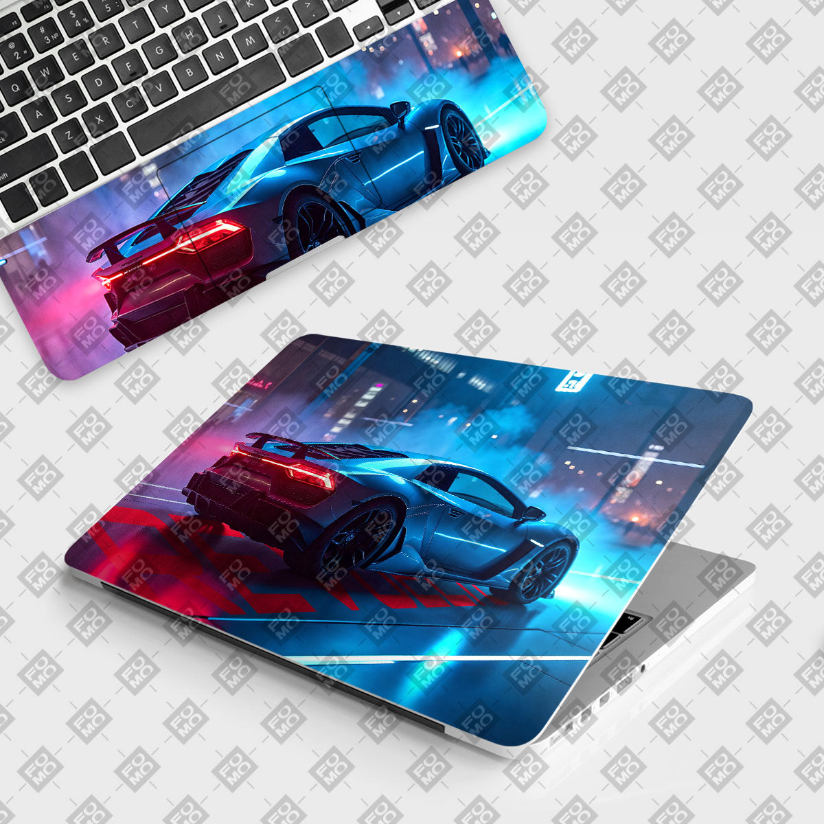 Neon Alley Racer Cars & Bikes Laptop Skin