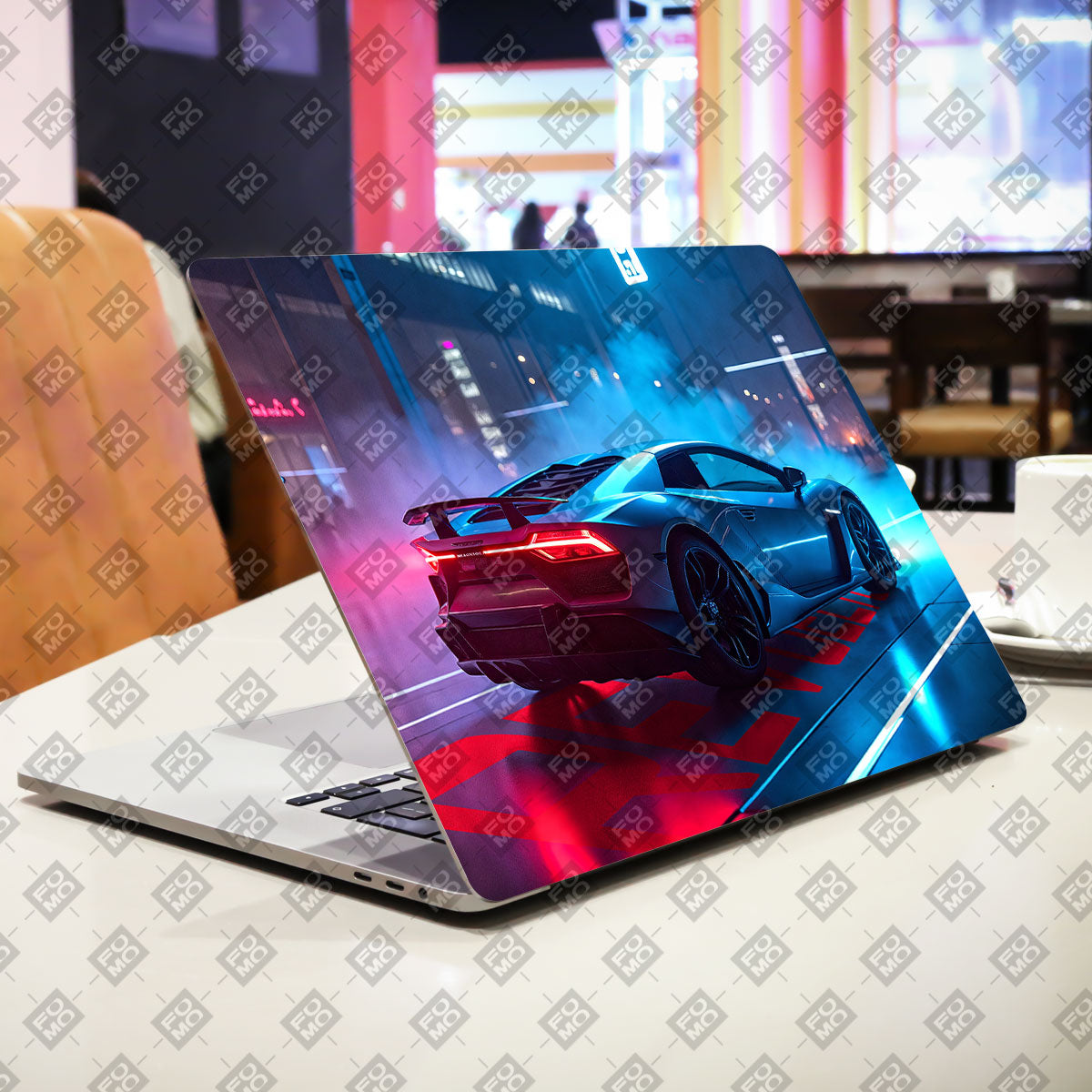 Neon Alley Racer Cars & Bikes Laptop Skin