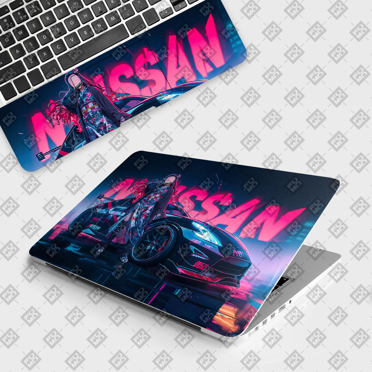 Neon Bloom Nezuko Racer Cars & Bikes Laptop Skin