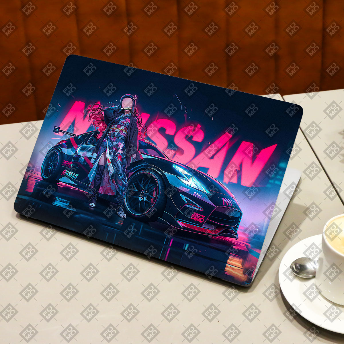 Neon Bloom Nezuko Racer Cars & Bikes Laptop Skin