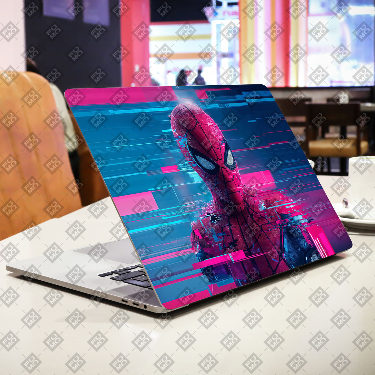 Glitch Spider Neon Web Comics Laptop Skin