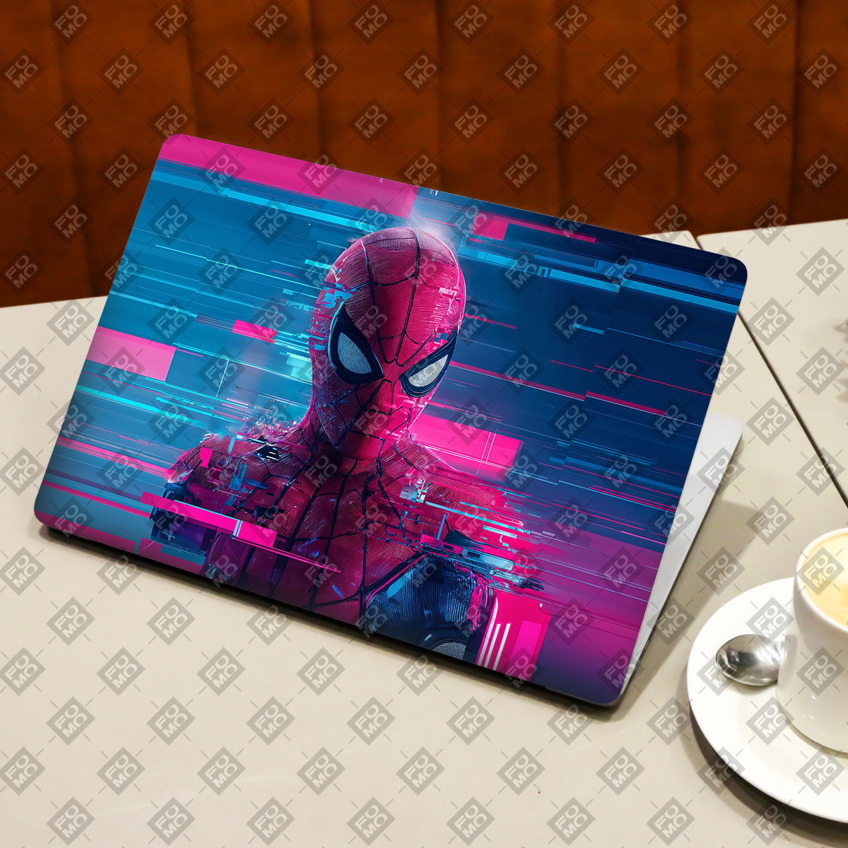 Glitch Spider Neon Web Comics Laptop Skin