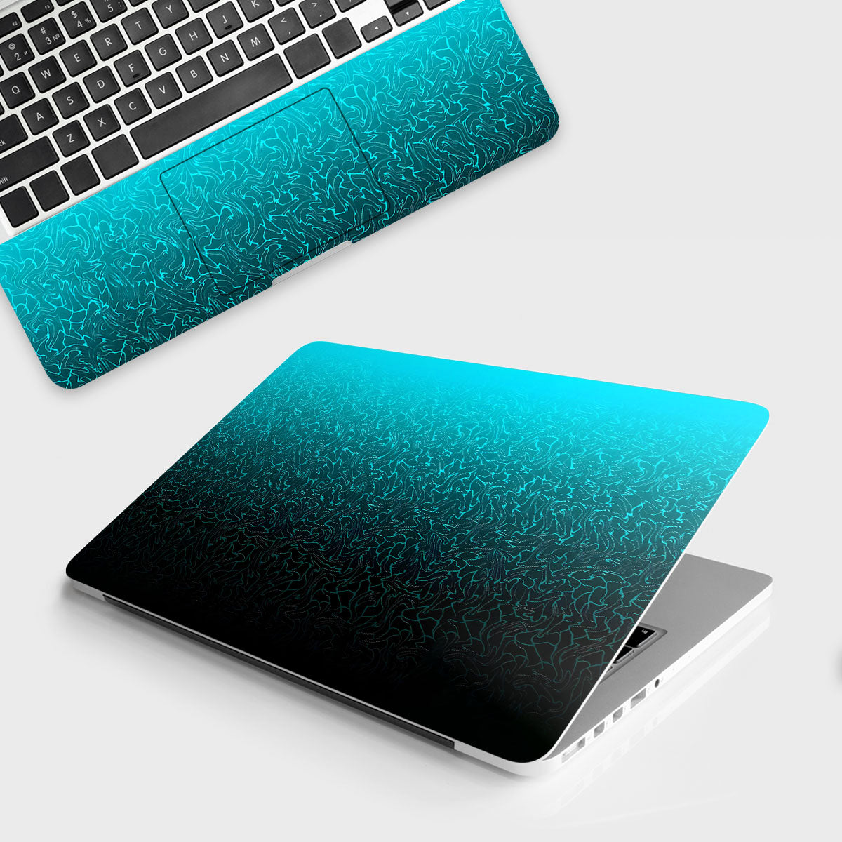 Cyan Blue to Black Gradient Laptop Skin