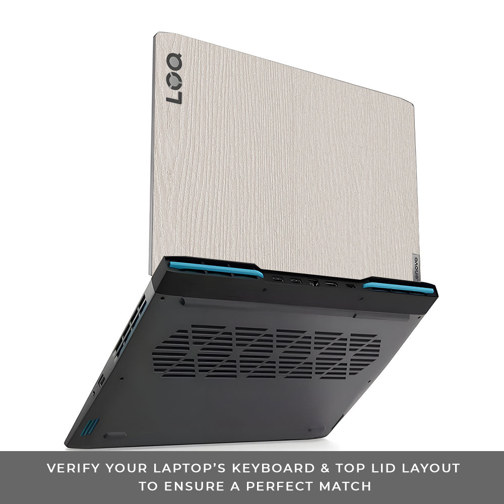 Textured White Wood Lenovo LOQ 2023 15IRH8, 15APH8 Laptop Skin