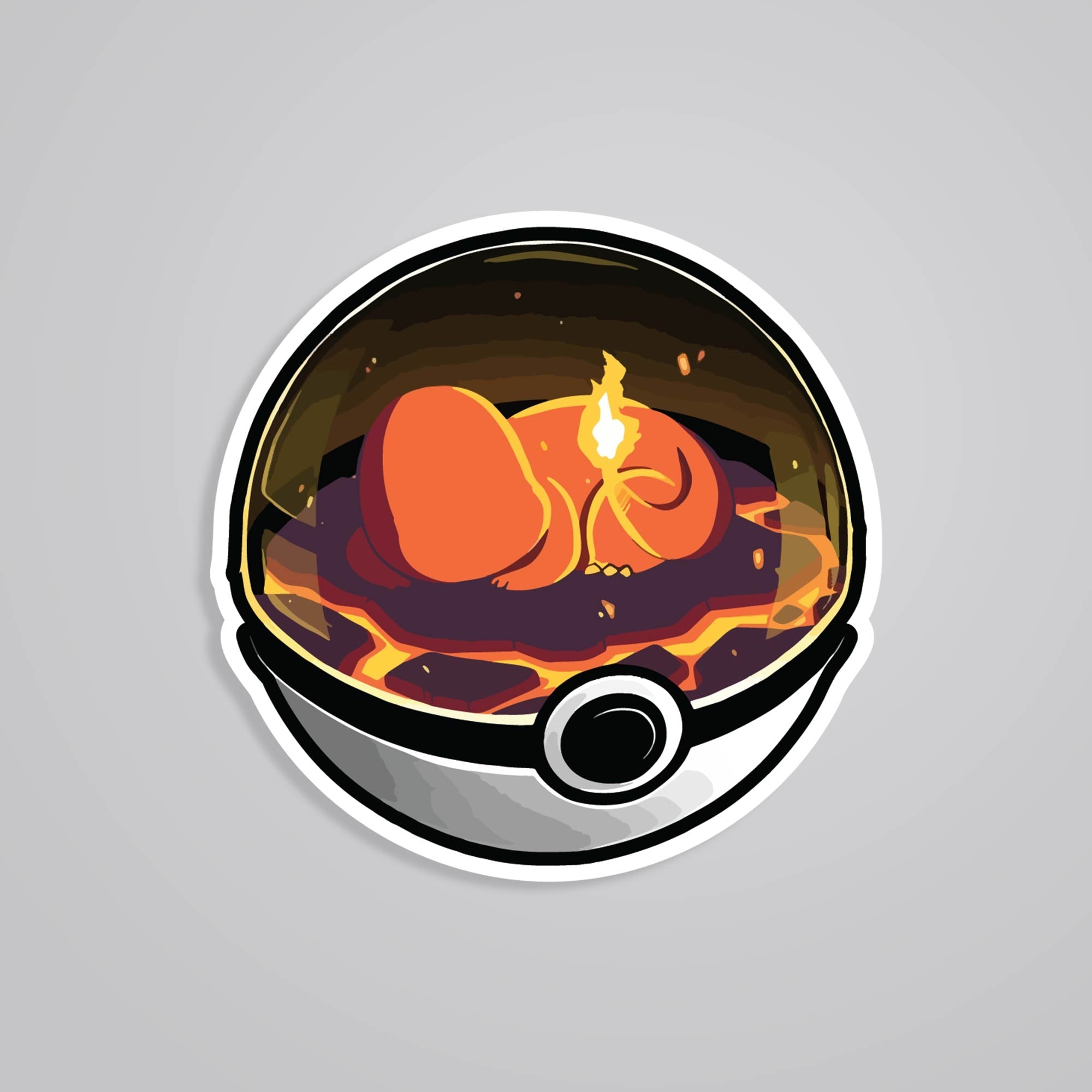 Fomo Store Stickers Anime Charmander Lava Pokeball