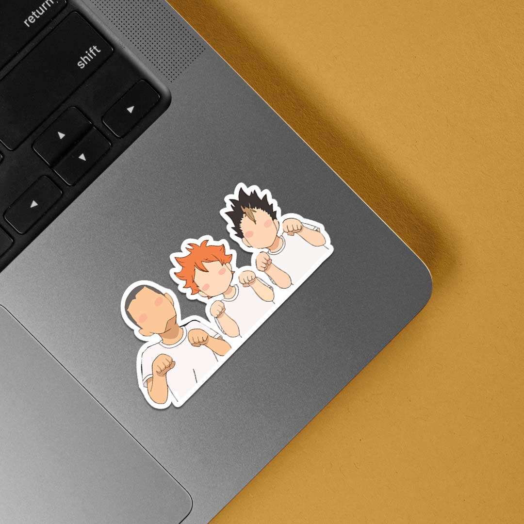 Hinata, Nishinoya and Tanaka Cat Pose Anime Stickers