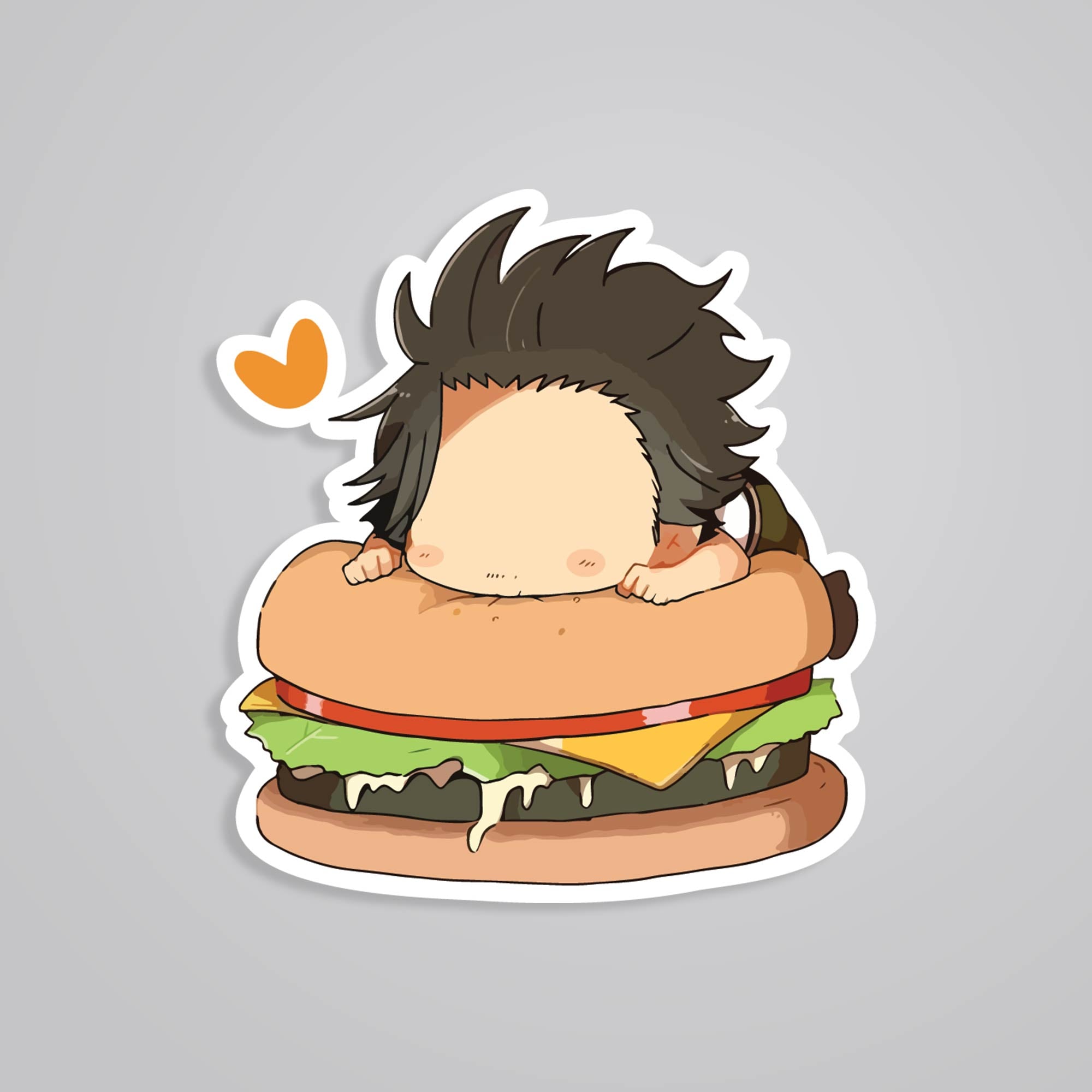 Fomo Store Stickers Anime Chibi Yami on Cheeseburger