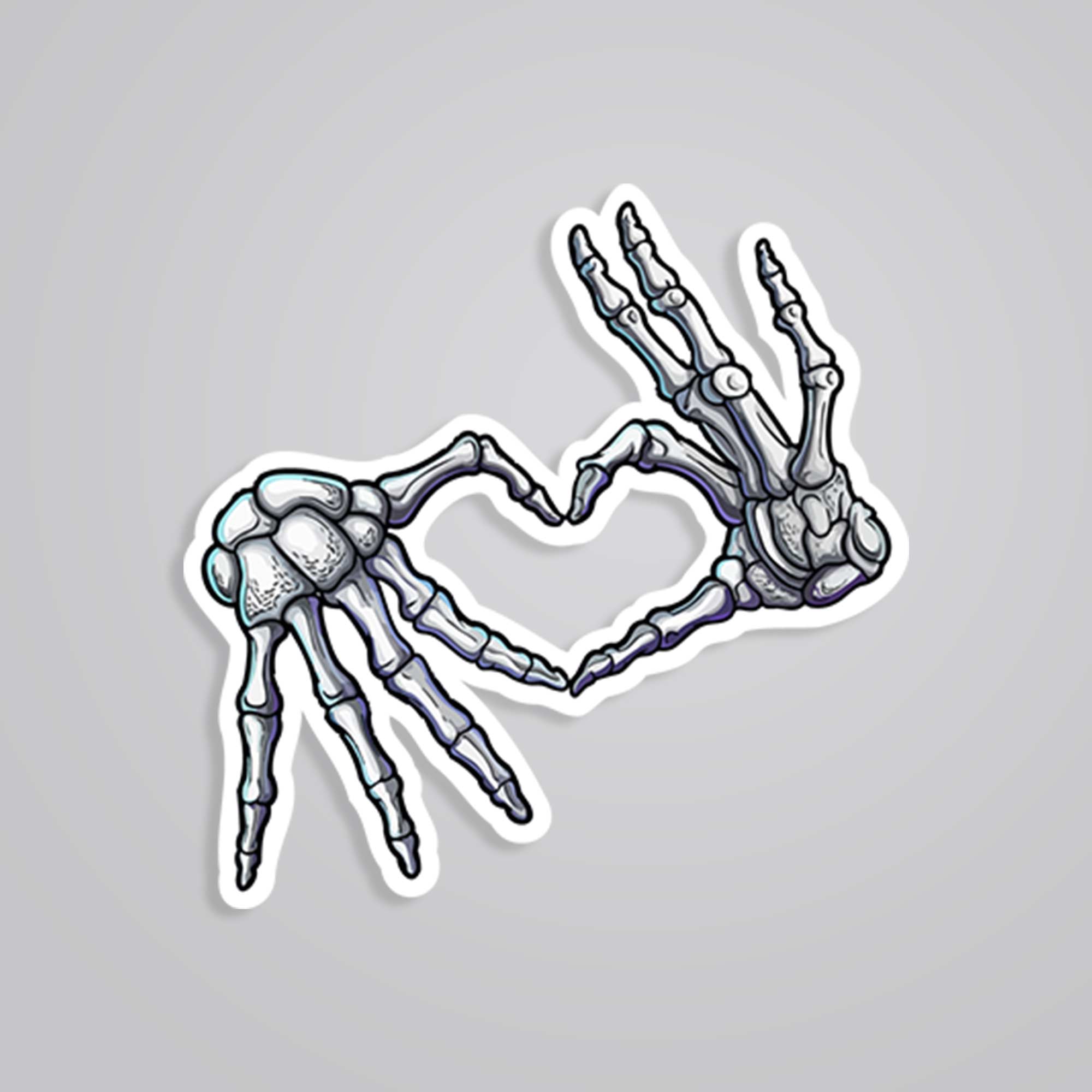 Skeleton Hands Heart Gesture Casual Stickers