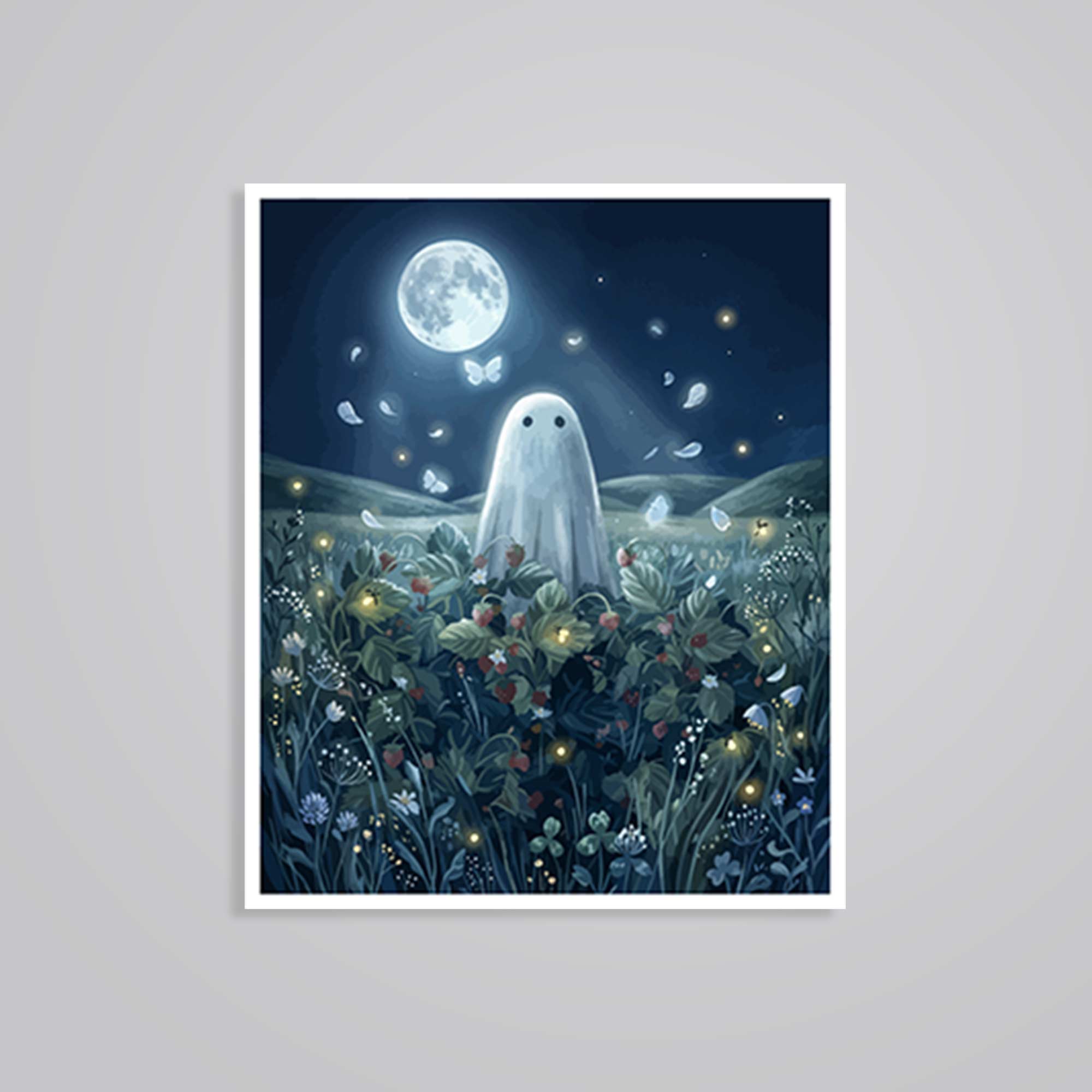 Moonlit Ghost in Berry Garden Casual Stickers