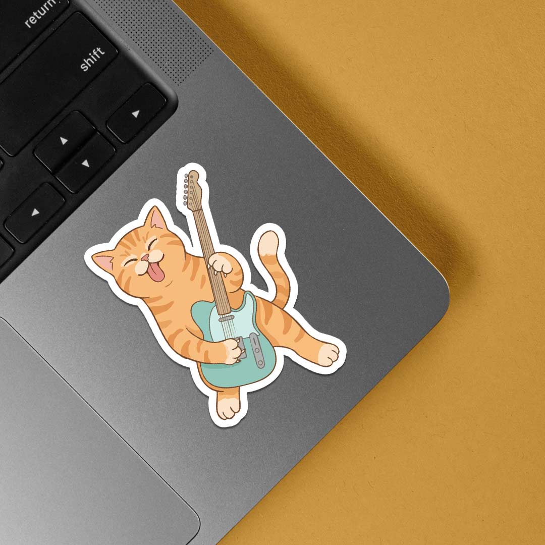 Guitar Jam Cat Casual Stickers