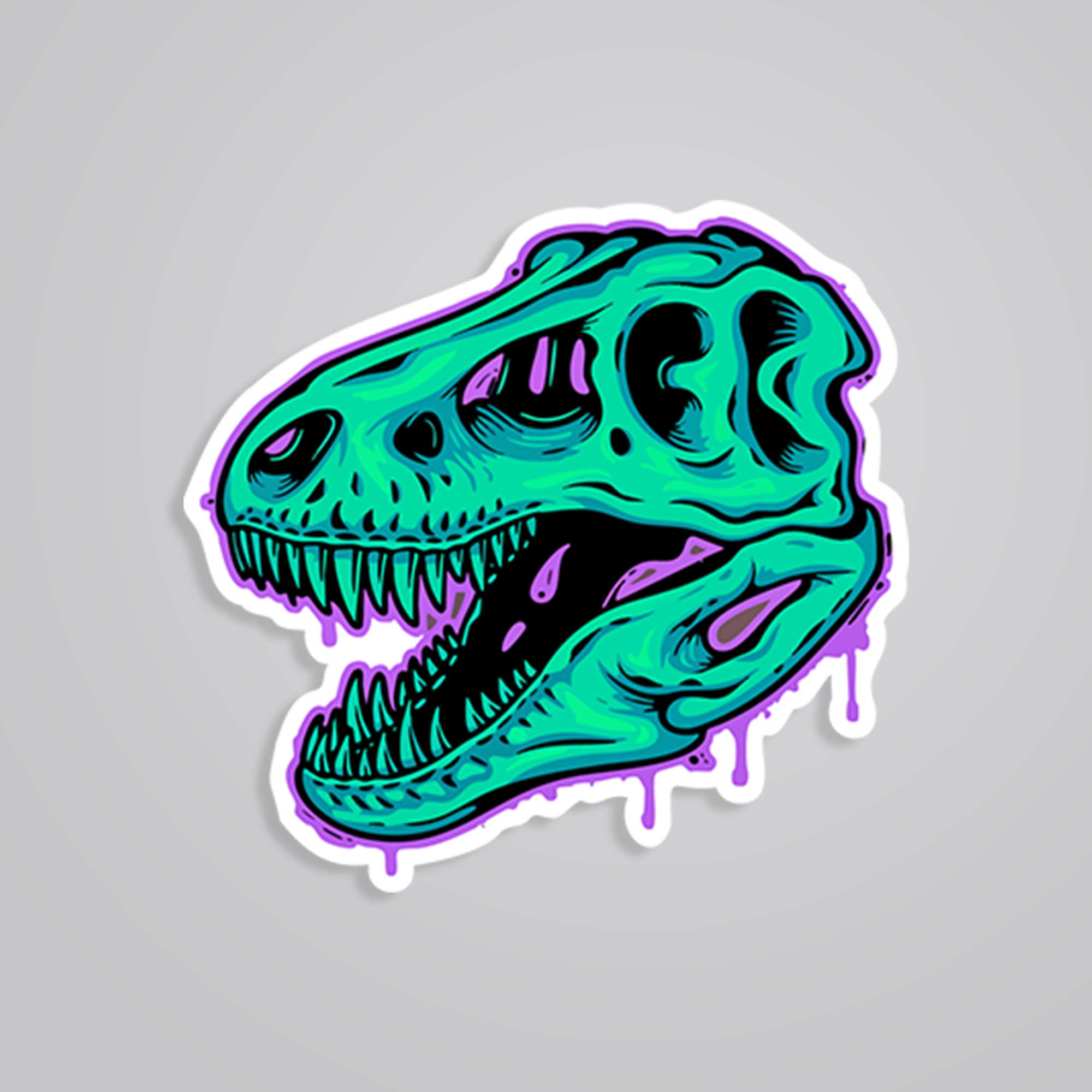T-Rex Neon Skull Casual Stickers