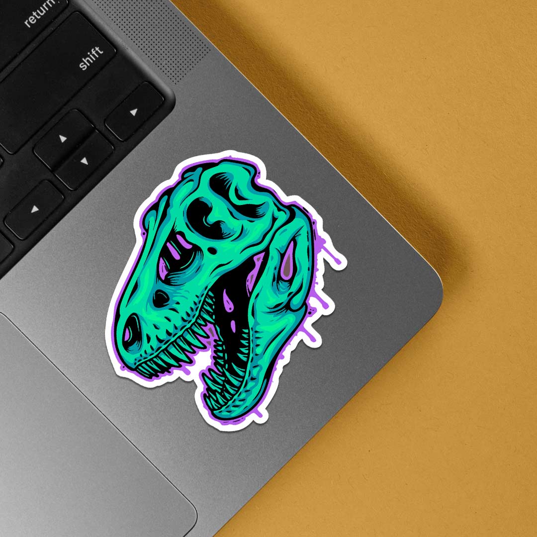T-Rex Neon Skull Casual Stickers