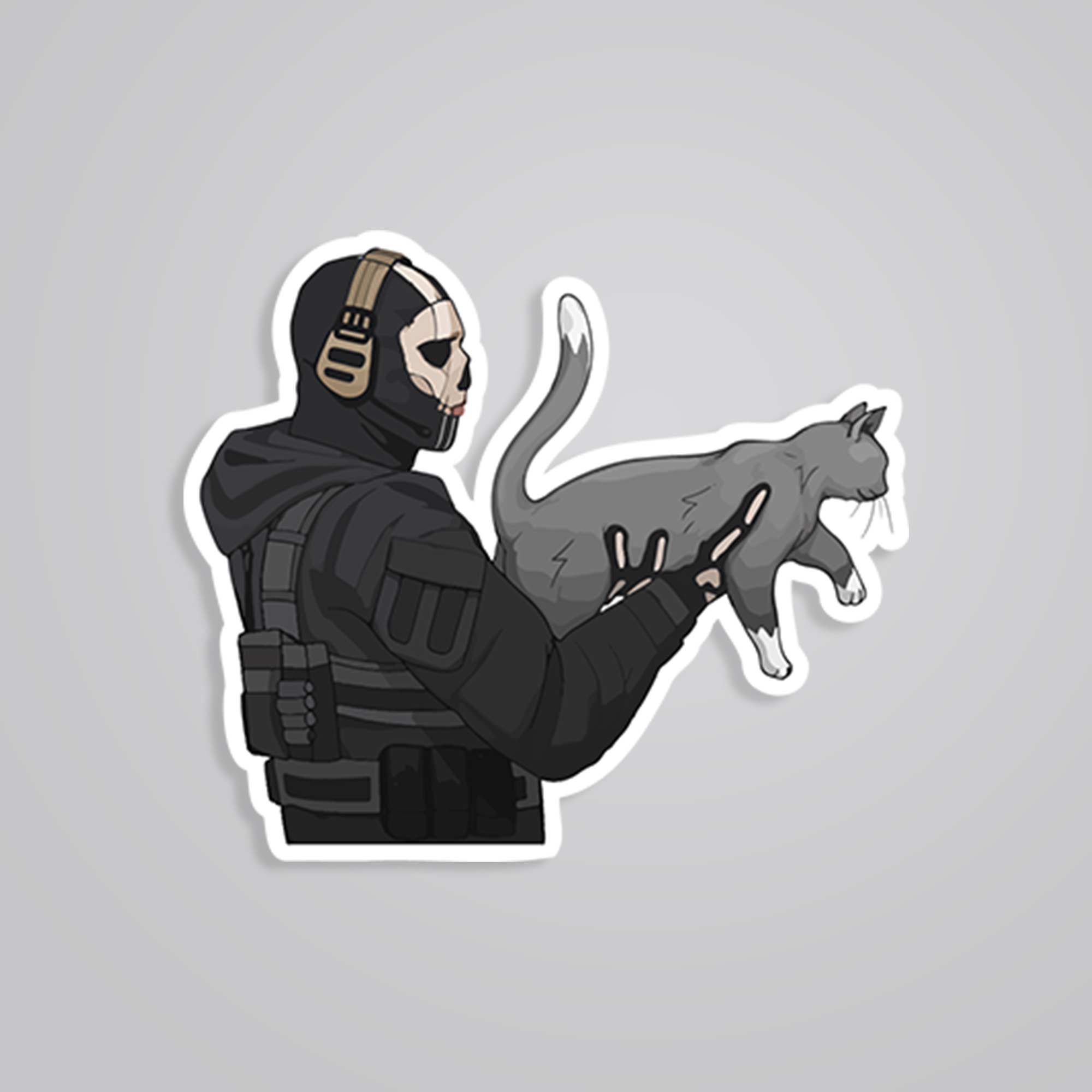 Fomo Store Stickers Gaming COD's Ghost with cat