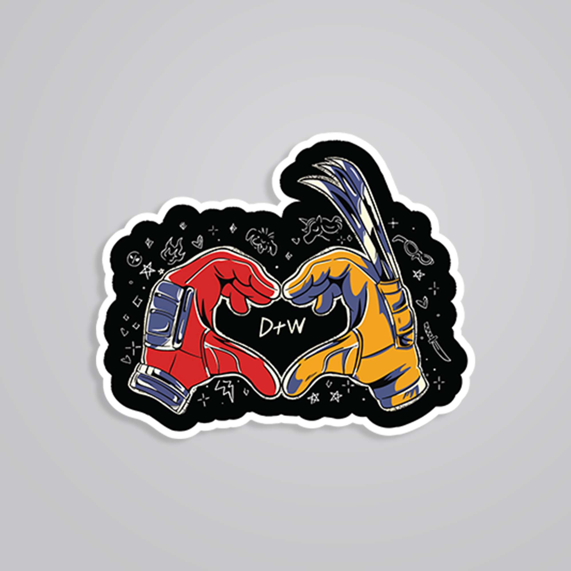 Fomo Store Stickers Movies Deadpool and Wolverine Love Hands